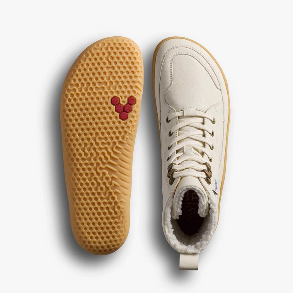 Vivobarefoot Gobi Boot Warmlined Womens in Limestone - Picture 2 of 7